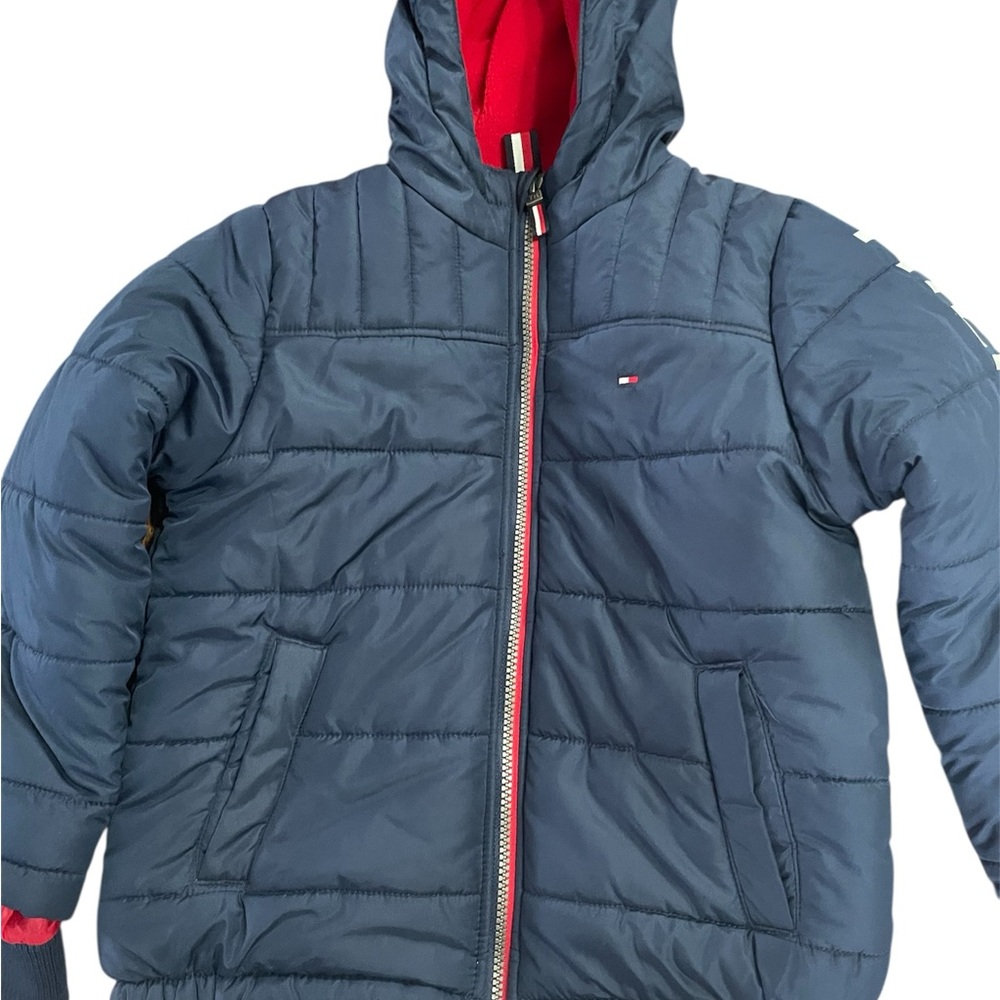 Tommy Hilfiger Navy Puffer Jacket with Red Details